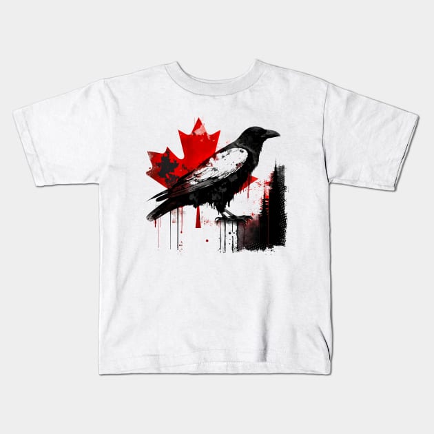 Canadian Crow Kids T-Shirt by INLE Designs